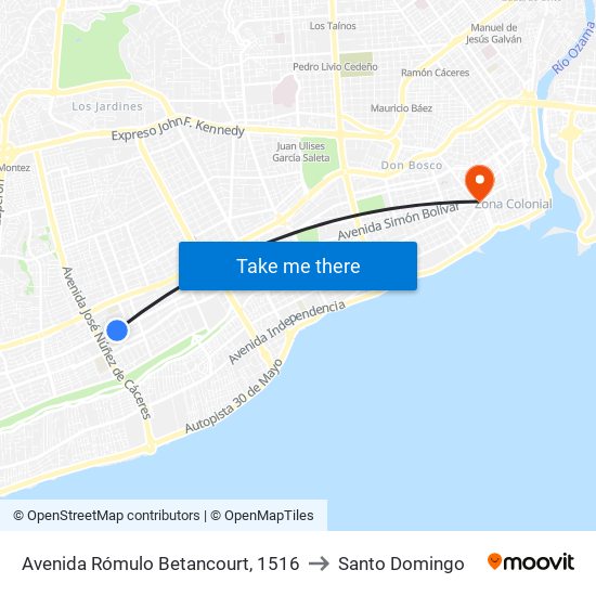 Avenida Rómulo Betancourt, 1516 to Santo Domingo map