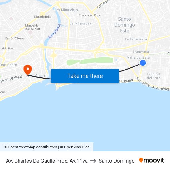 Av. Charles De Gaulle Prox. Av.11va to Santo Domingo map