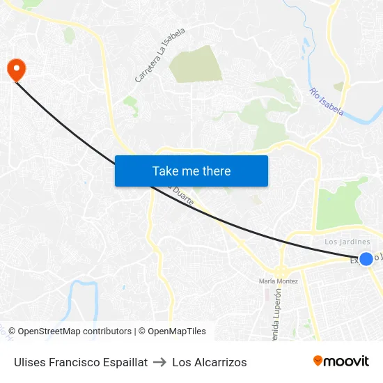 Ulises Francisco Espaillat to Los Alcarrizos map