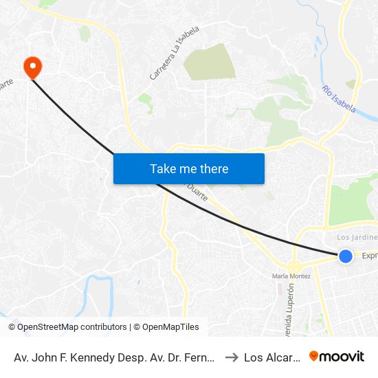 Av. John F. Kennedy Desp. Av. Dr. Fernando Arturo to Los Alcarrizos map