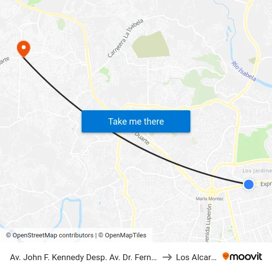 Av. John F. Kennedy Desp. Av. Dr. Fernando Arturo to Los Alcarrizos map