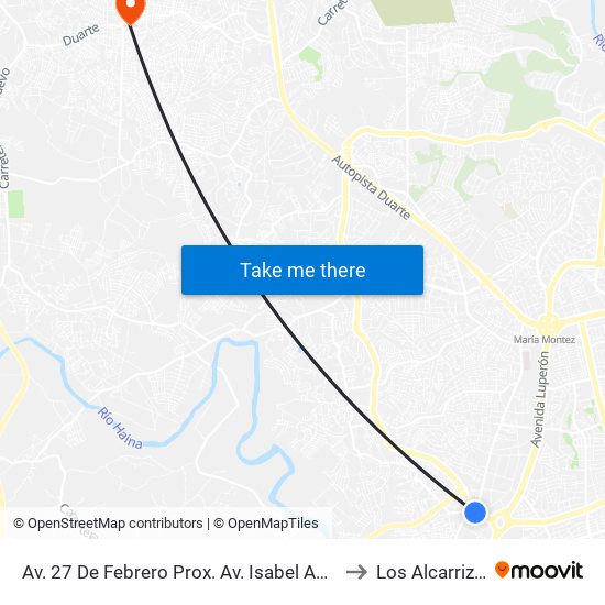 Av. 27 De Febrero Prox. Av. Isabel Aguilar to Los Alcarrizos map