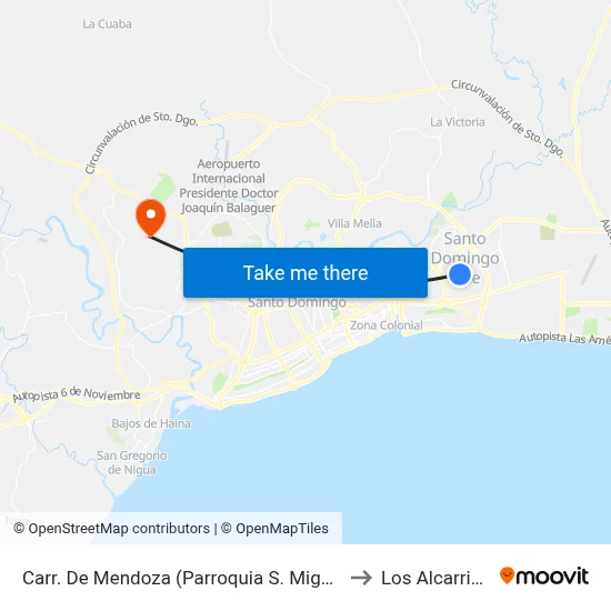 Carr. De Mendoza (Parroquia S. Miguel A) to Los Alcarrizos map