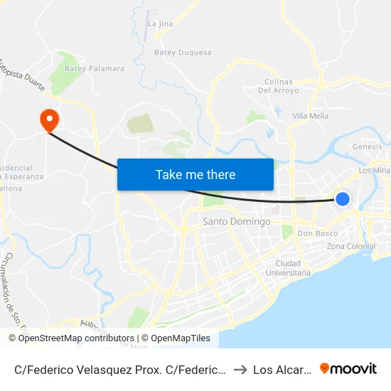 C/Federico Velasquez Prox. C/Federico Bermudez to Los Alcarrizos map