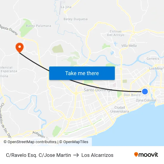 C/Ravelo Esq. C/Jose Martin to Los Alcarrizos map