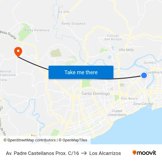Av. Padre Castellanos Prox. C/16 to Los Alcarrizos map