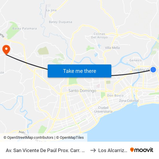 Av. San Vicente De Paúl Prox. Carr. Mella to Los Alcarrizos map