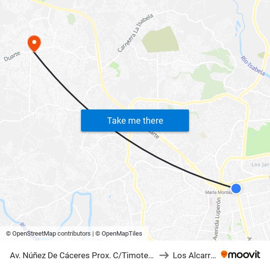 Av. Núñez De Cáceres Prox. C/Timoteo Ogando to Los Alcarrizos map