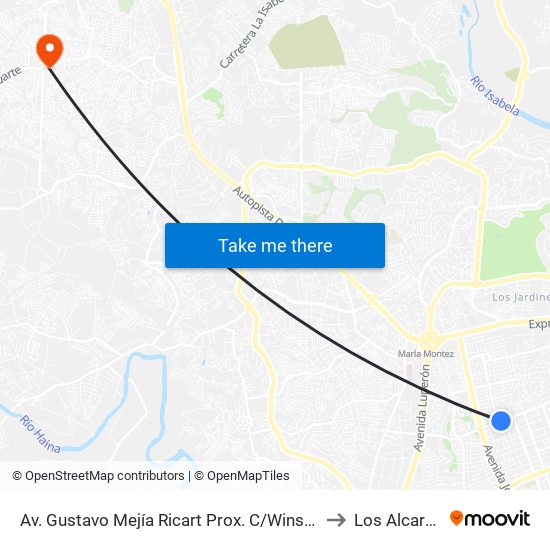 Av. Gustavo Mejía Ricart Prox. C/Winston Arnaud to Los Alcarrizos map
