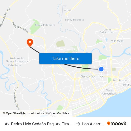 Av. Pedro Livio Cedeño Esq. Av. Tiradentes to Los Alcarrizos map