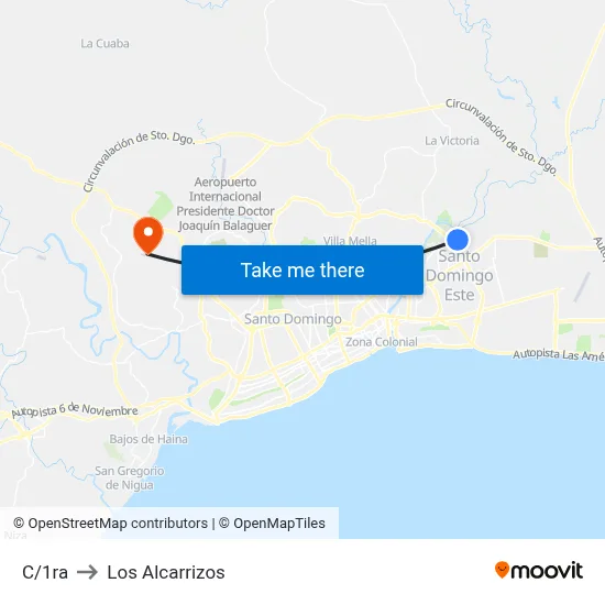 C/1ra to Los Alcarrizos map