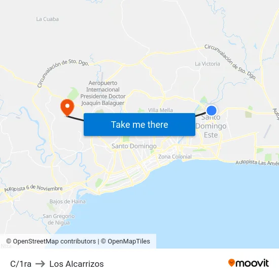 C/1ra to Los Alcarrizos map