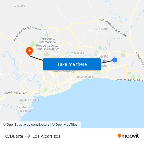 C/Duarte to Los Alcarrizos map