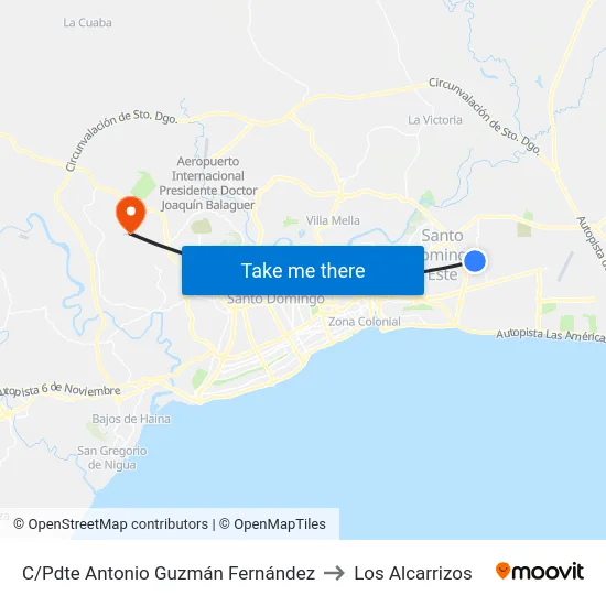 C/Pdte Antonio Guzmán Fernández to Los Alcarrizos map