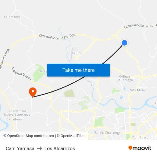Carr. Yamasá to Los Alcarrizos map