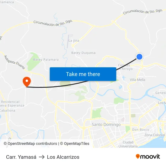 Carr. Yamasá to Los Alcarrizos map