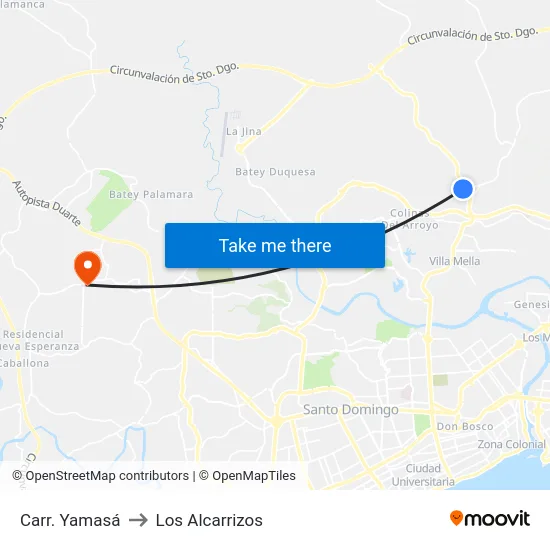 Carr. Yamasá to Los Alcarrizos map