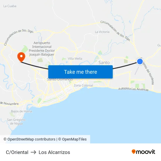 C/Oriental to Los Alcarrizos map