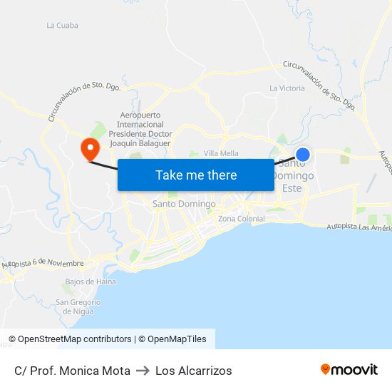 C/ Prof. Monica Mota to Los Alcarrizos map