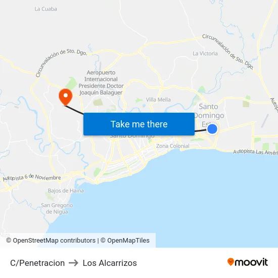 C/Penetracion to Los Alcarrizos map