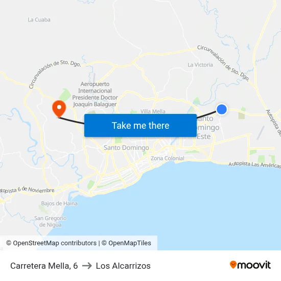 Carretera Mella, 6 to Los Alcarrizos map
