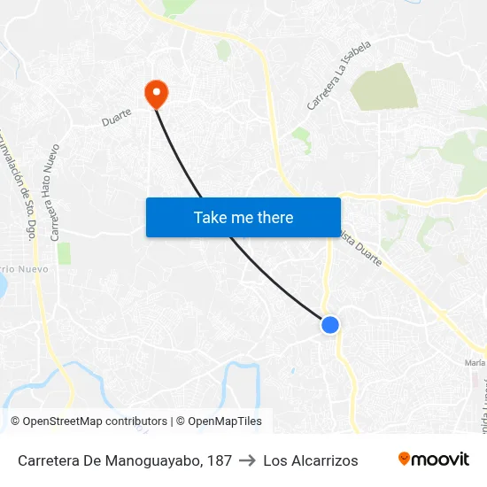 Carretera De Manoguayabo, 187 to Los Alcarrizos map
