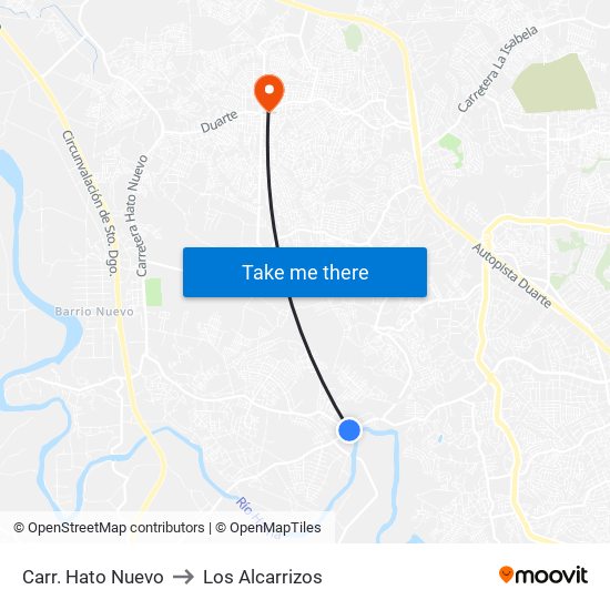 Carr. Hato Nuevo to Los Alcarrizos map