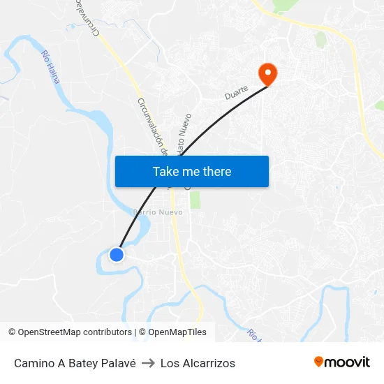 Camino A Batey Palavé to Los Alcarrizos map