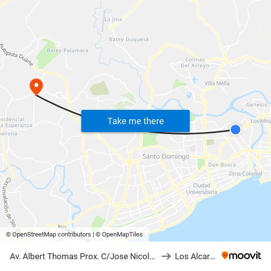 Av. Albert Thomas Prox. C/Jose Nicolas Casimiro to Los Alcarrizos map