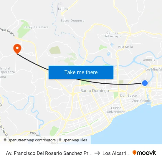 Av. Francisco Del Rosario Sanchez Prox. C/A to Los Alcarrizos map