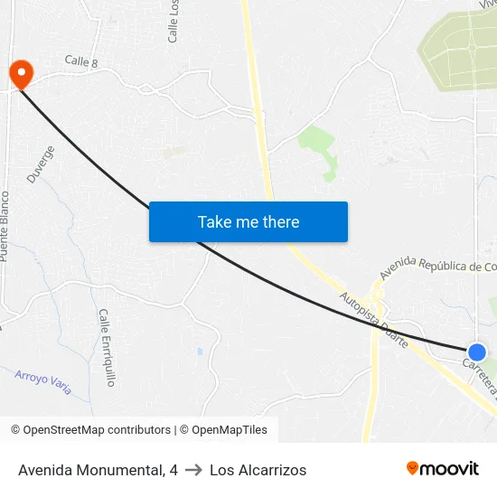 Avenida Monumental, 4 to Los Alcarrizos map