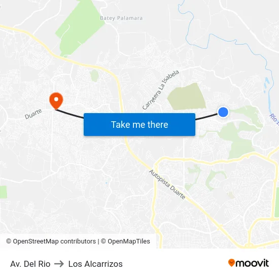 Av. Del Rio to Los Alcarrizos map