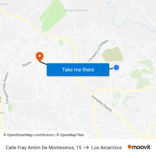 Calle Fray Antón De Montesinos, 15 to Los Alcarrizos map