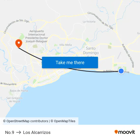 No.9 to Los Alcarrizos map