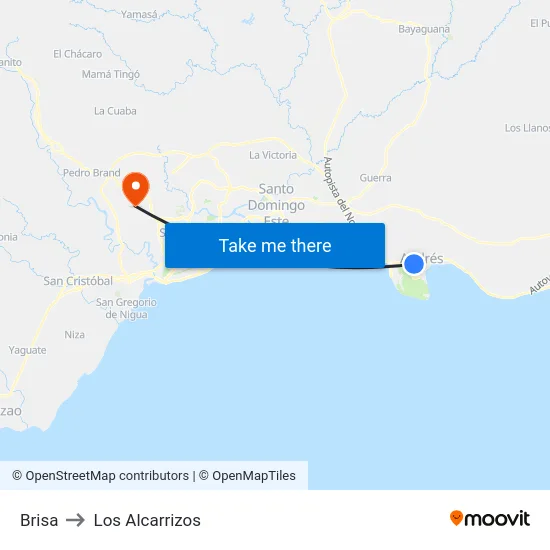 Brisa to Los Alcarrizos map