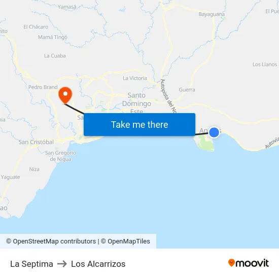 La Septima to Los Alcarrizos map