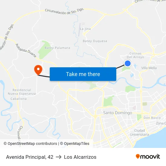 Avenida Principal, 42 to Los Alcarrizos map