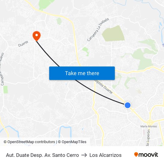 Aut. Duate Desp. Av. Santo Cerro to Los Alcarrizos map