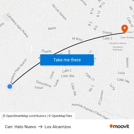 Carr. Hato Nuevo to Los Alcarrizos map