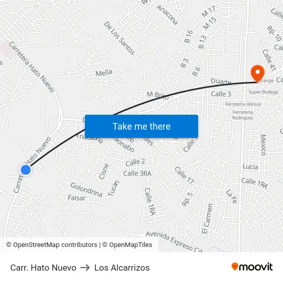 Carr. Hato Nuevo to Los Alcarrizos map
