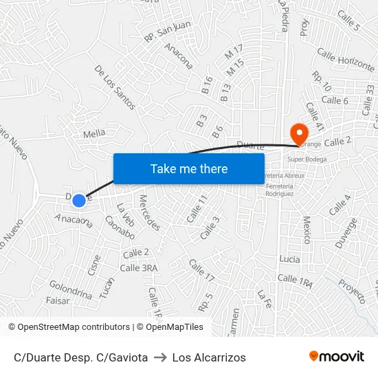 C/Duarte Desp. C/Gaviota to Los Alcarrizos map