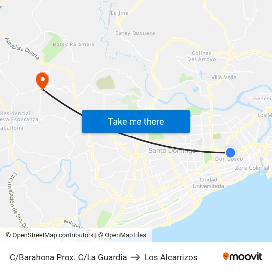 C/Barahona Prox. C/La Guardia to Los Alcarrizos map