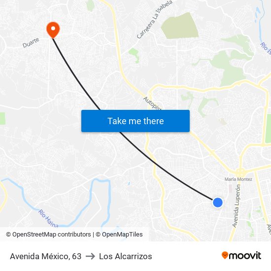 Avenida México, 63 to Los Alcarrizos map