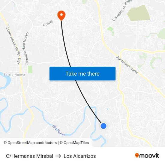 C/Hermanas Mirabal to Los Alcarrizos map