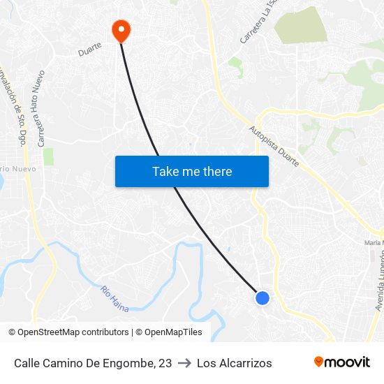 Calle Camino De Engombe, 23 to Los Alcarrizos map