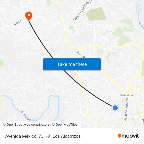 Avenida México, 73 to Los Alcarrizos map