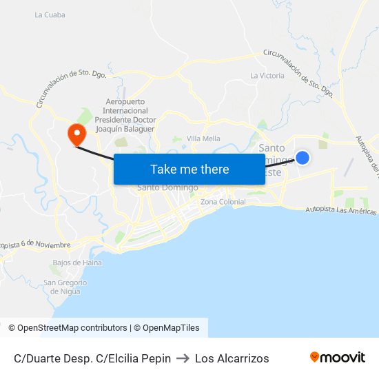 C/Duarte Desp. C/Elcilia Pepin to Los Alcarrizos map