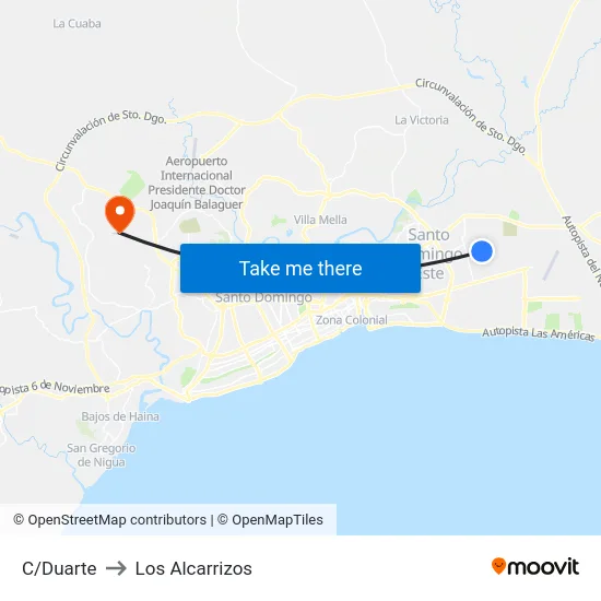 C/Duarte to Los Alcarrizos map