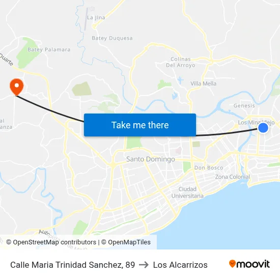 Calle Maria Trinidad Sanchez, 89 to Los Alcarrizos map