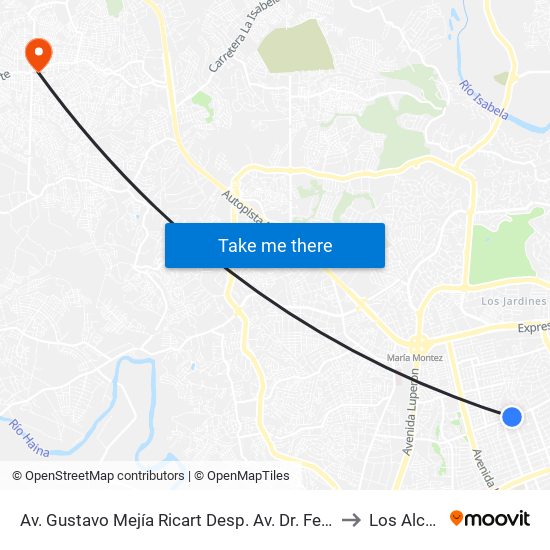 Av. Gustavo Mejía Ricart Desp. Av. Dr. Fernando Alberto Defilló to Los Alcarrizos map